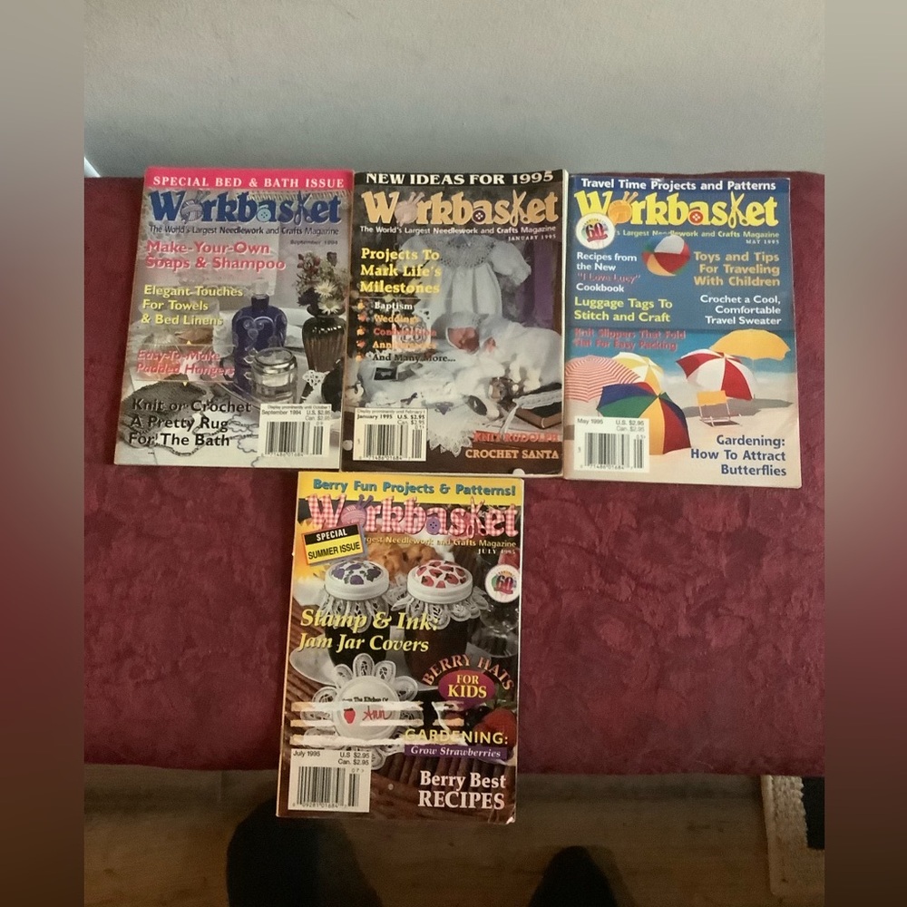 4 Vintage Workbasket Needlework & Craft Magazine 1994 & 1995. Make soap,recipes
